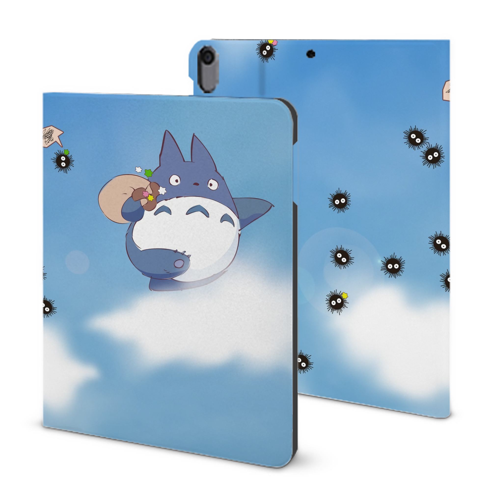 （画像用） となりのトトロ 草壁メイ 草壁サツキ My Neighbor Totoro Satsuki Kusakabe Mei Kusakabe IPad ケース ブック型 PUレザー TPU 耐衝撃 軽量 薄型 ペン収納なし 全面保護 IPad 各モデル対応